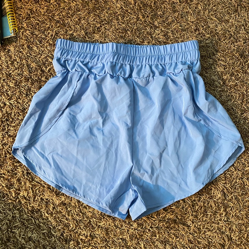 Blue Casual Lounge Shorts. Waist has elastic and is bunched looking(See picture)